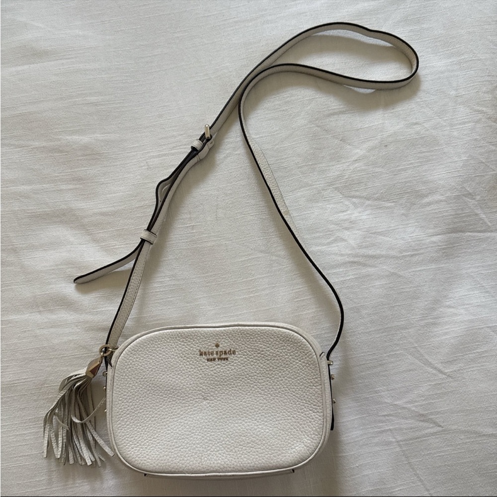 Kate Spade White Leather Crossbody with Tassel